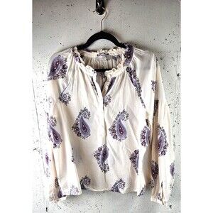 Loft by Ann Taylor Blouse Womens sz M Paisley Drape Sleeve